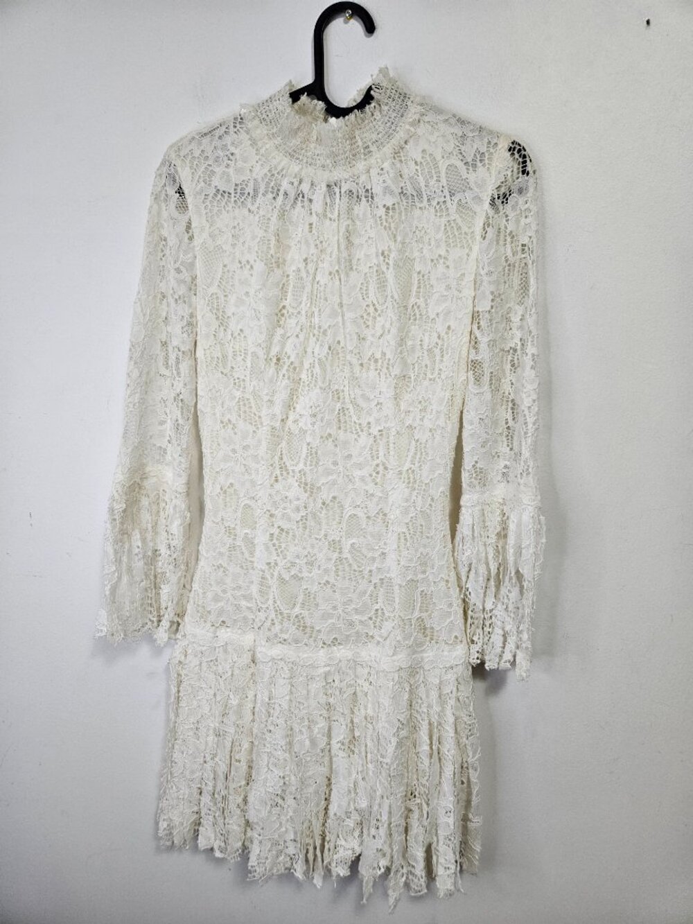 ALEXIS Sonia White Lace Mini Dress XS Fringe - Picture 3 of 10